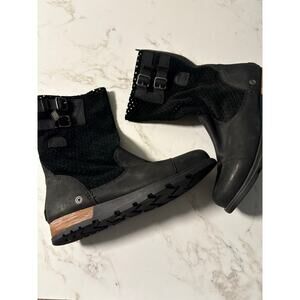 Sorel Major Pull On Boots Leather Mesh Black 9.5